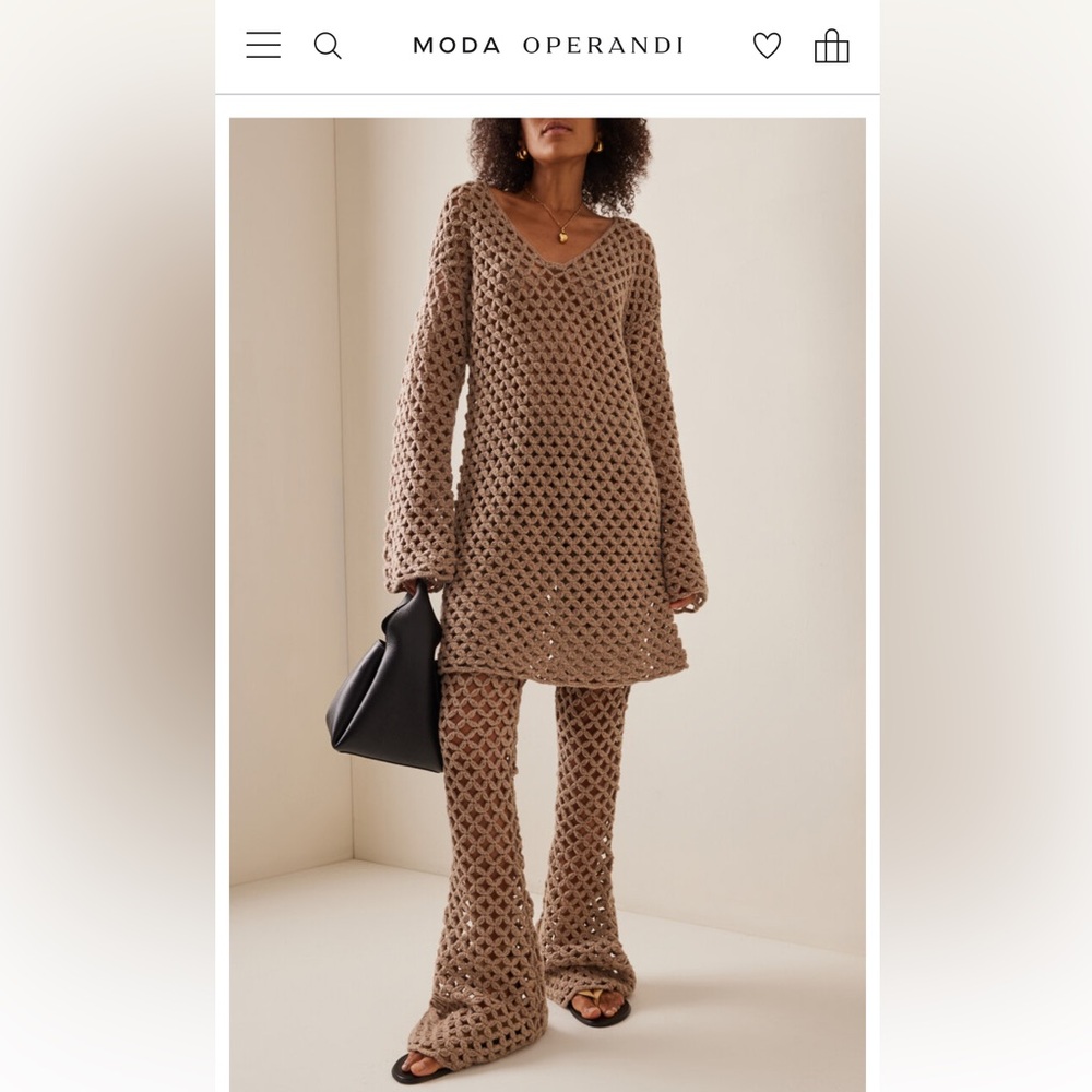 Marlene Birger Welira 100% Wool Crochet Pants Fallen Rock color. - Picture 9 of 12